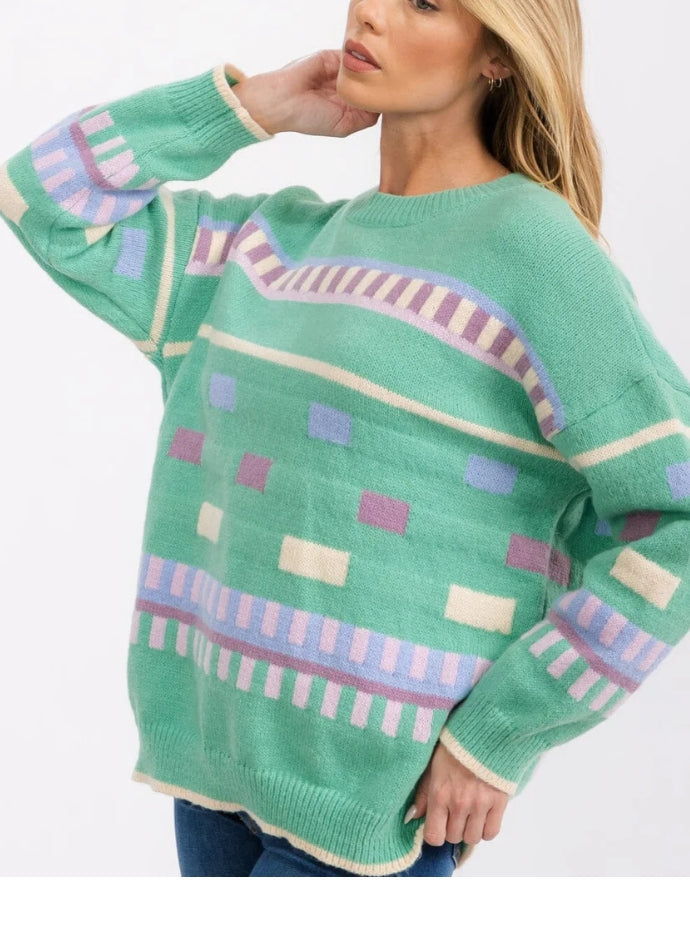 Pastel Grid Luxe Sweater