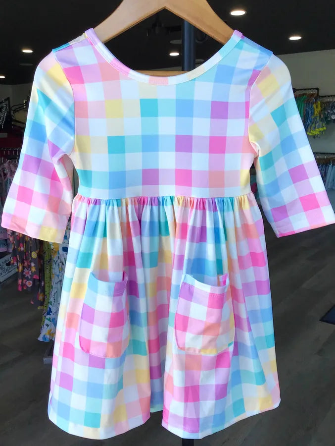 Pastel Plaid Pocket Dress