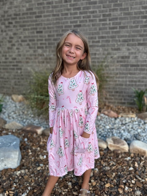 Christmas Cookie LS Twirl Dress