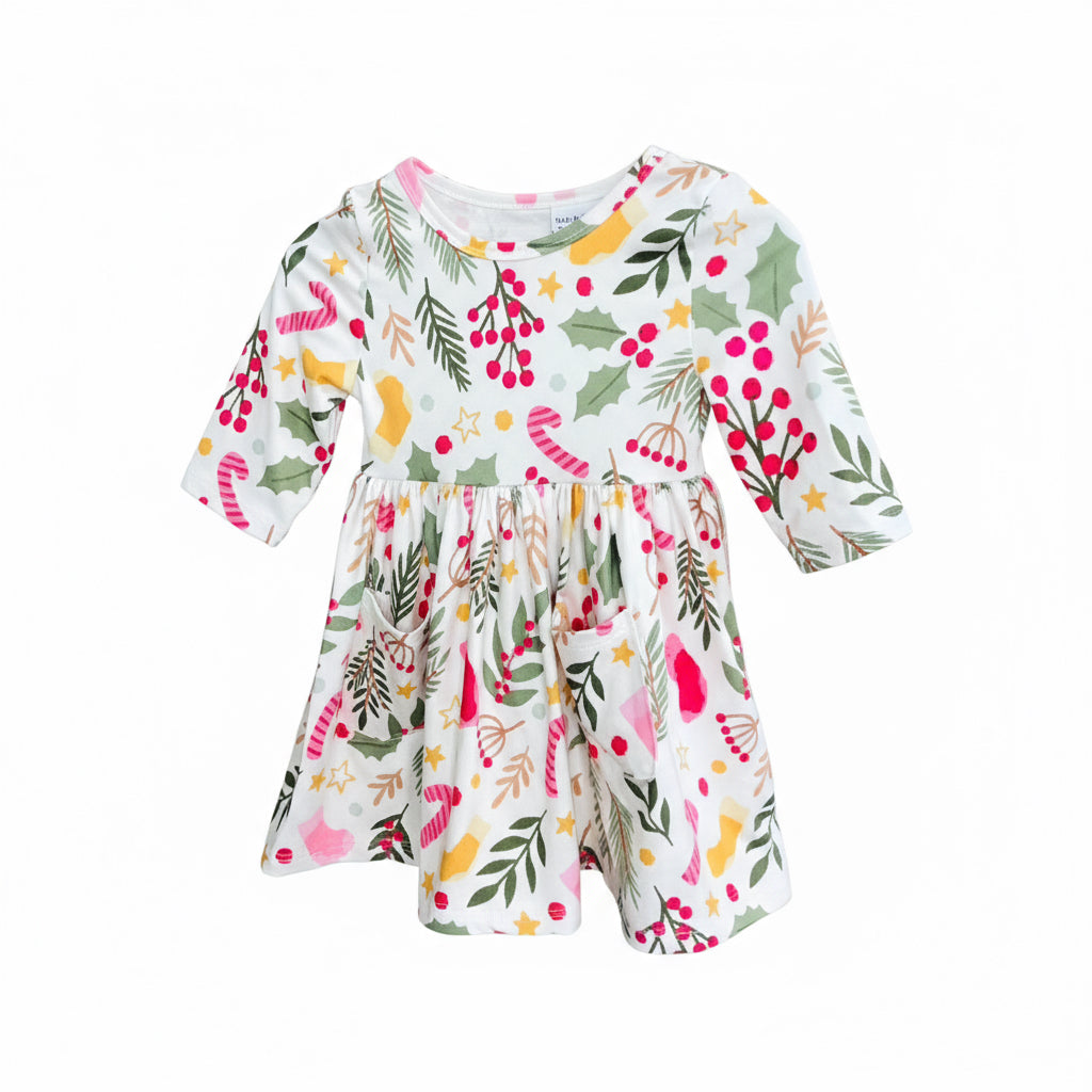 Holly Jolly Christmas 3/4 sleeve dress