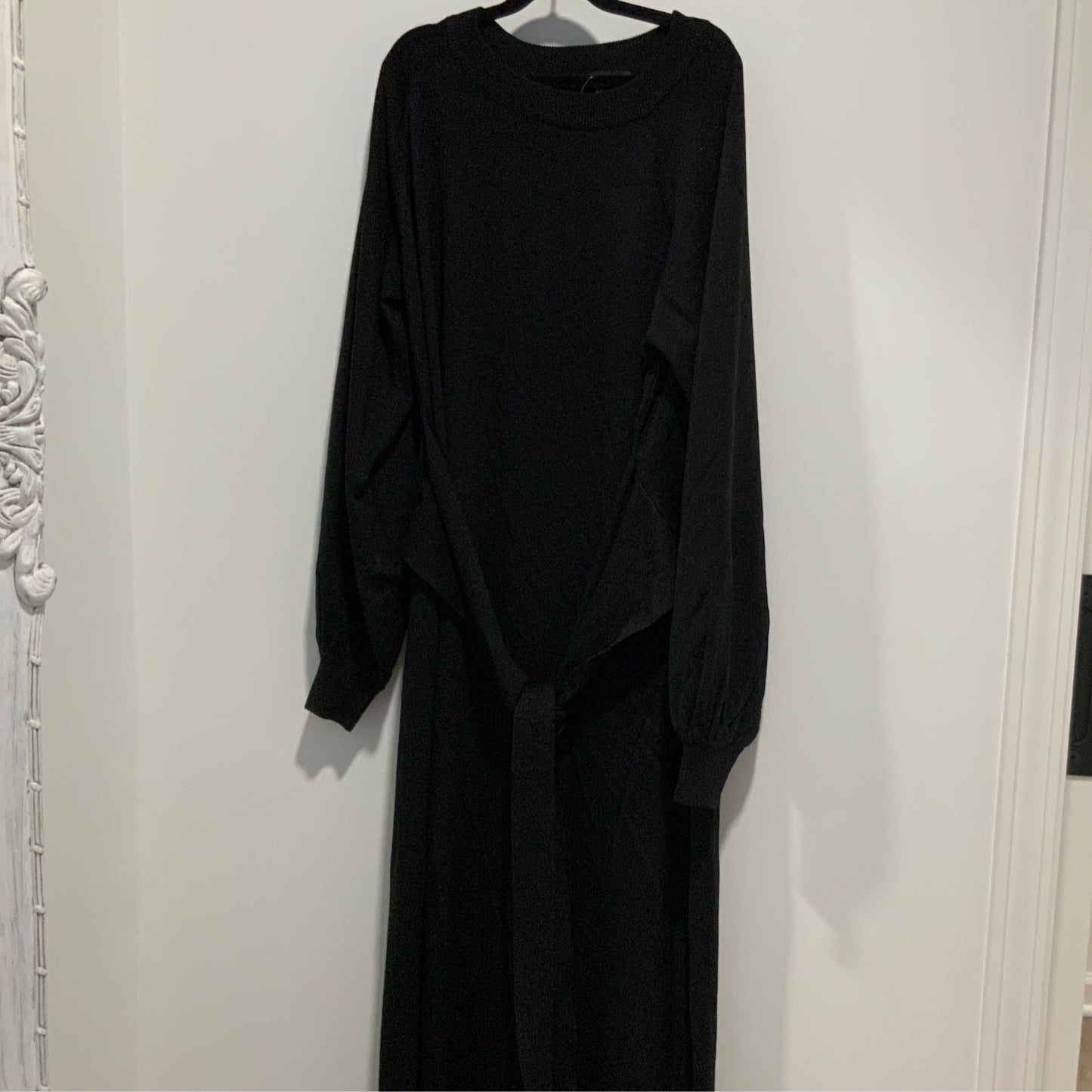 Black Long Dress with Tie & Slits