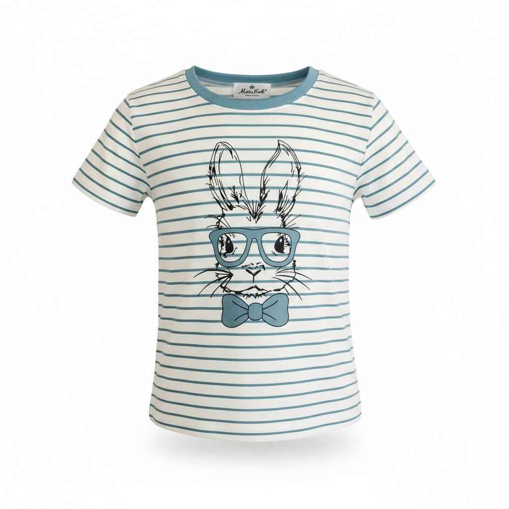 Striped Bunny face shirt with glasses