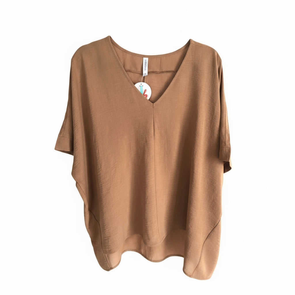 V-neck Dolman Sleeve Camel