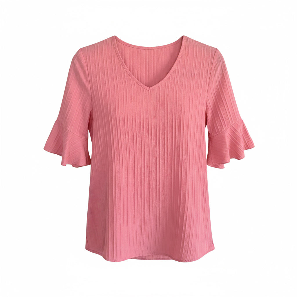 Pink Blossom vneck shirt