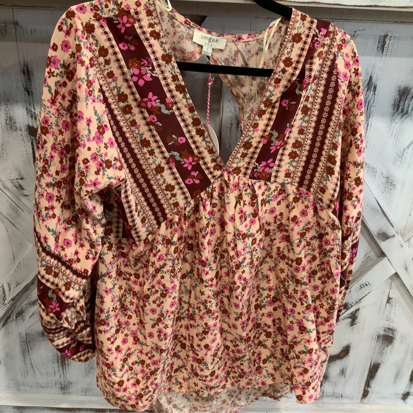 Mixed Floral LS Baby doll top