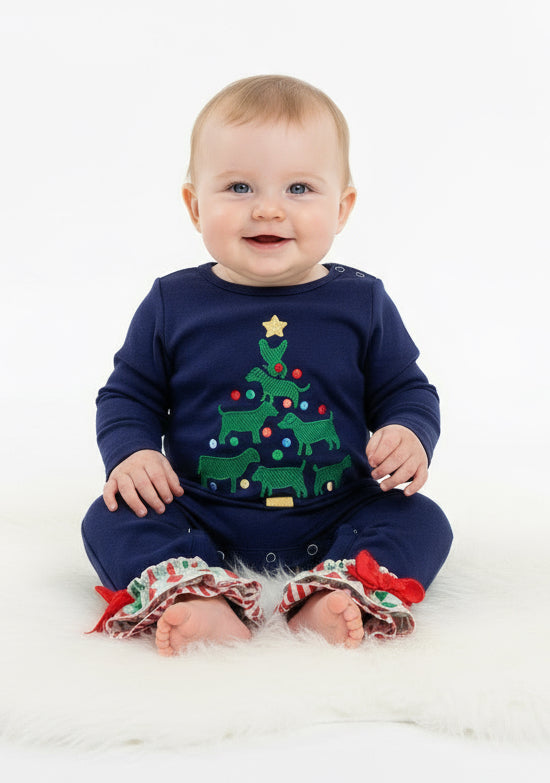 Ruffled Christmas Farm Animals Tree Onesie