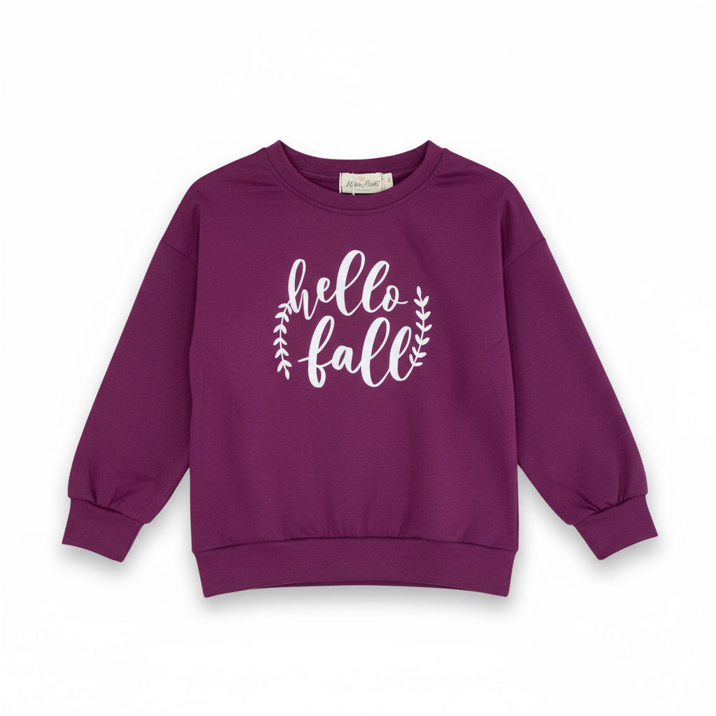 Hello Fall Plum Crewneck Mom & Me
