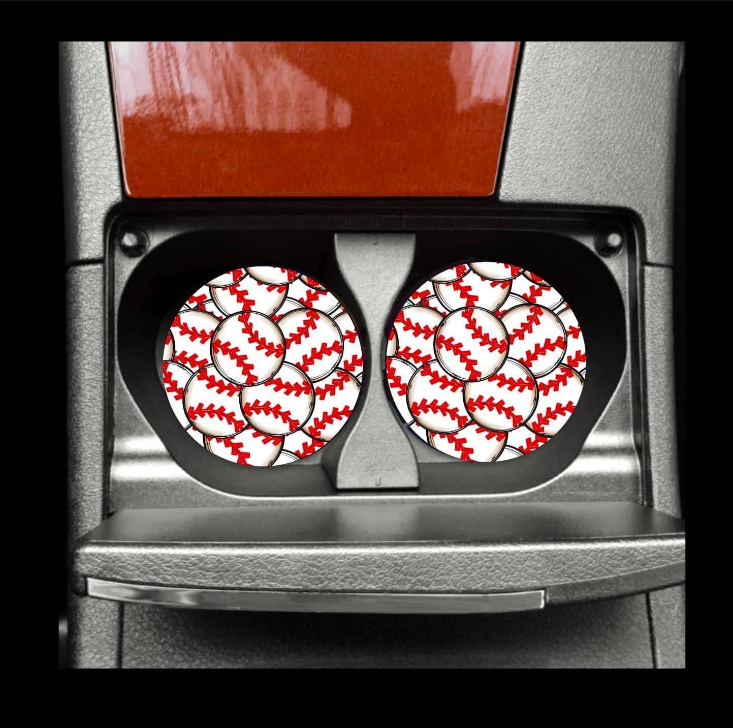 Baseball Neoprene Car Coaster Set