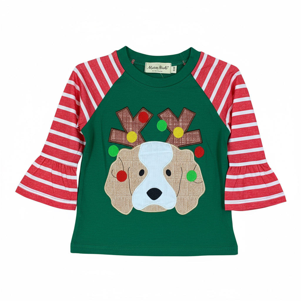 Holiday Pup Striped Raglan Shirt