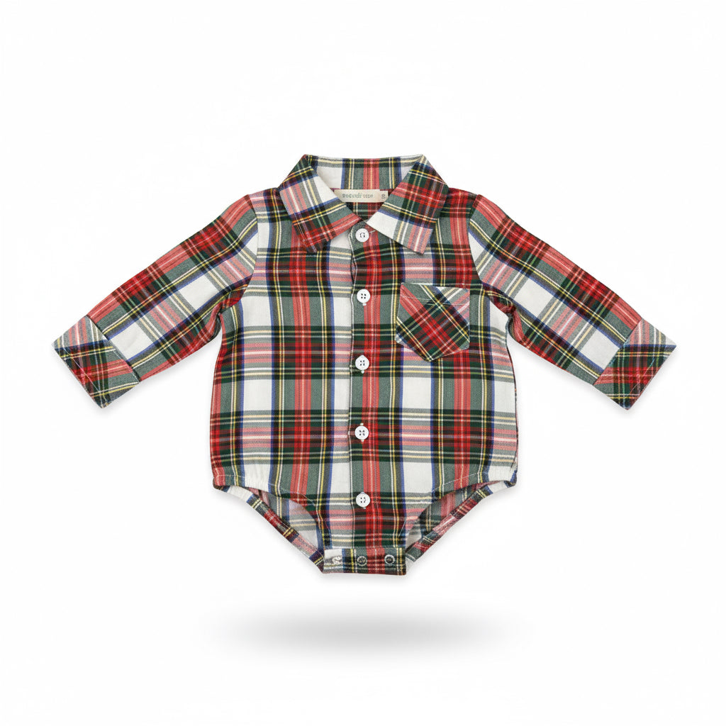 Classic Winter Holiday Plaid Romper
