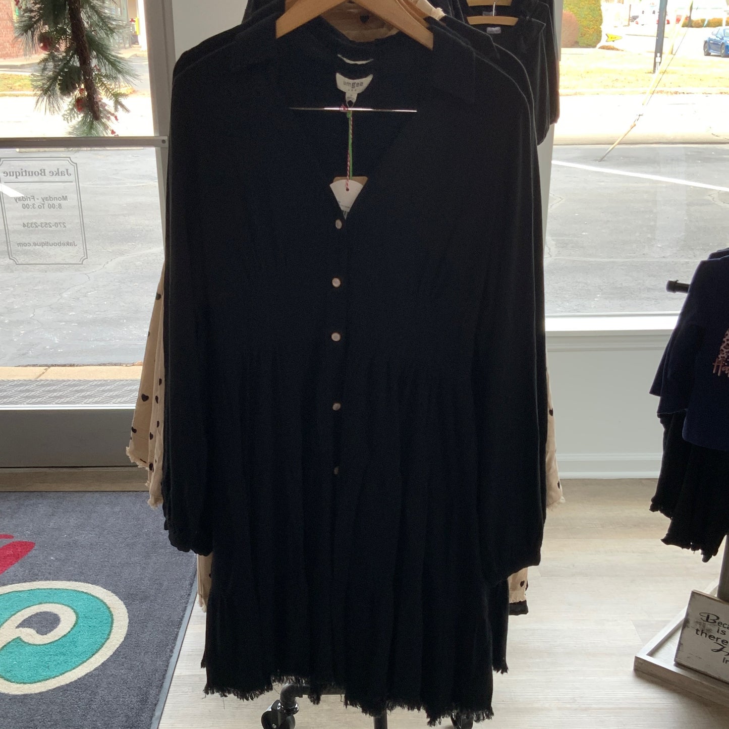 V Neck Button Detailed Tiered Dress