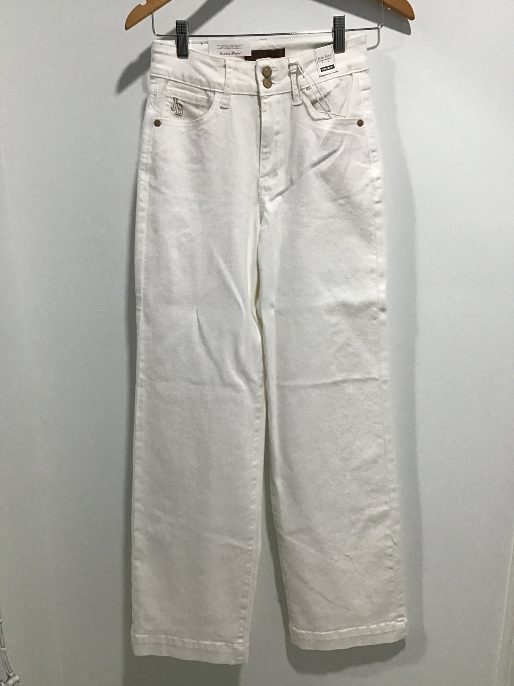 JB White Double Button Straight-Leg Jeans – High-Rise Stretch Denim with Sculpting Fit & Classic Pockets