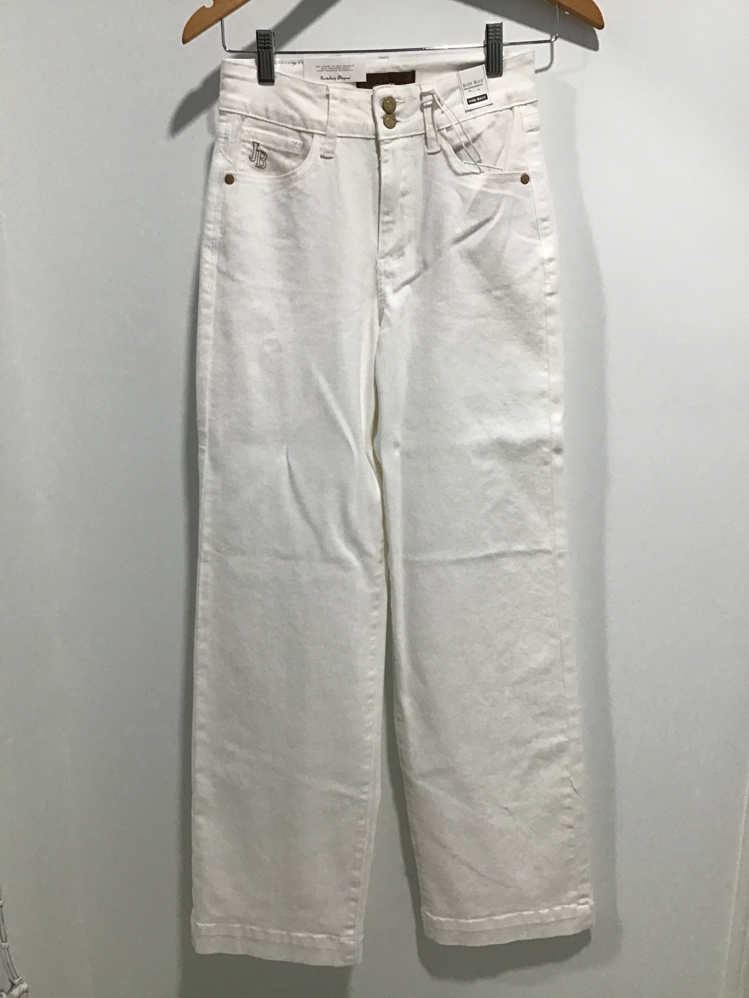 JB White Double Button Straight-Leg Jeans – High-Rise Stretch Denim with Sculpting Fit & Classic Pockets