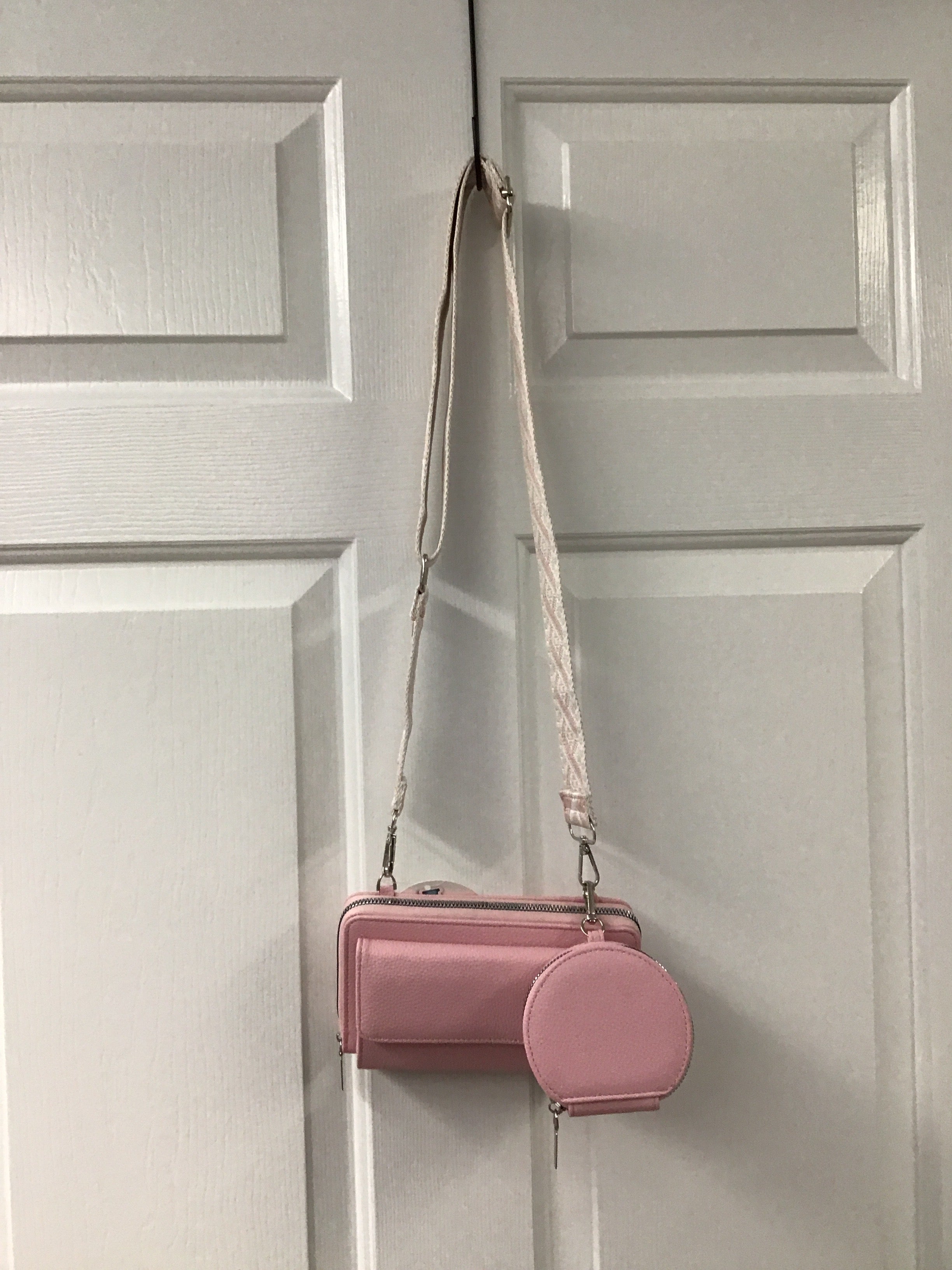 Vegan Leather Woven Crossbody Bag – Textured Dual-Pouch Sling with Adjustable Strap in Lilac