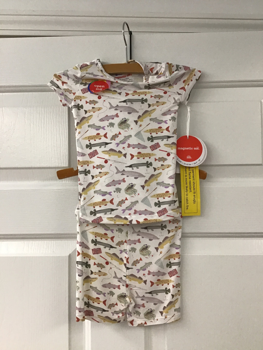 Kids’ “Reel Good Time” Fishing Print Pajama Set – Short Sleeve Snug-Fit Sleepwear with Tackle & Fish Design