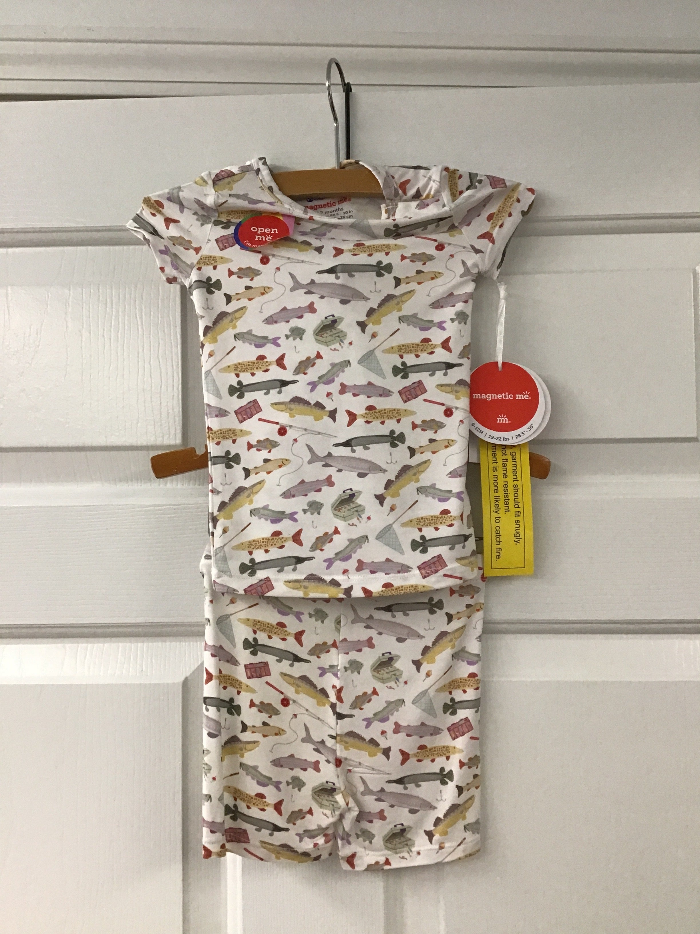 Kids’ “Reel Good Time” Fishing Print Pajama Set – Short Sleeve Snug-Fit Sleepwear with Tackle & Fish Design