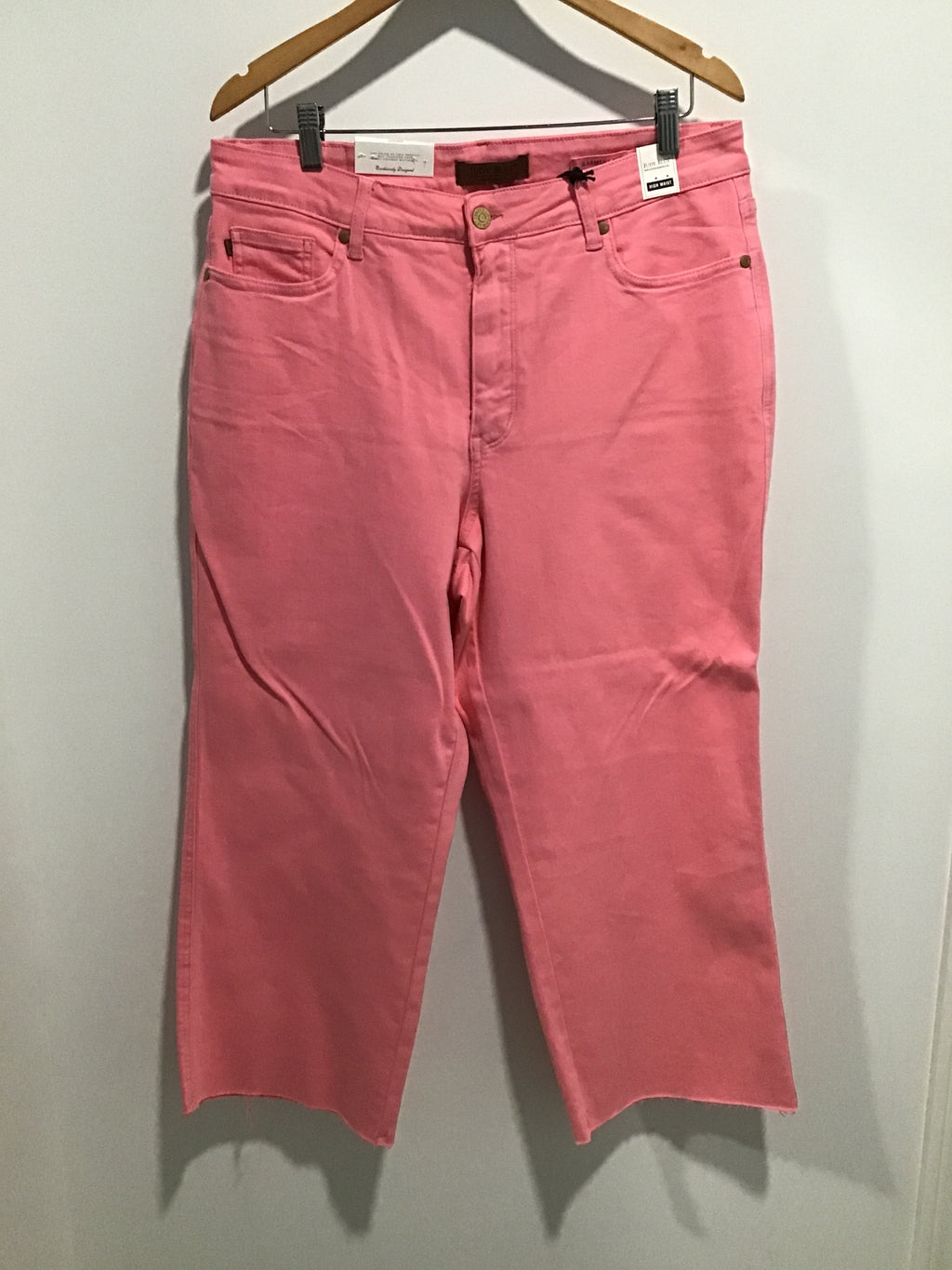 JB Pink Tummy Control Wide Leg Pants – High-Rise Stretch Denim with Sculpting Waistband & Cropped Hem