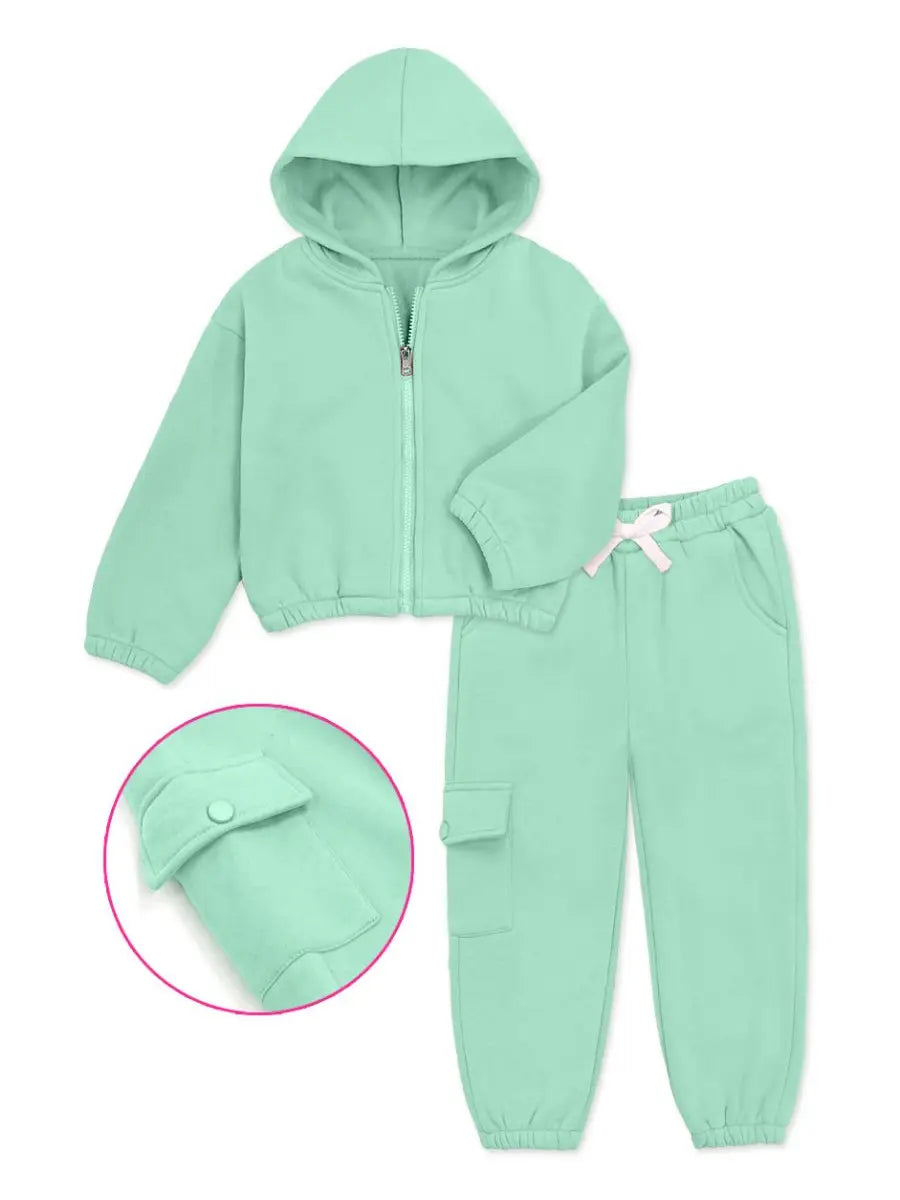 Girl's 2 pc Pant Jog Set w/ Hoodie
