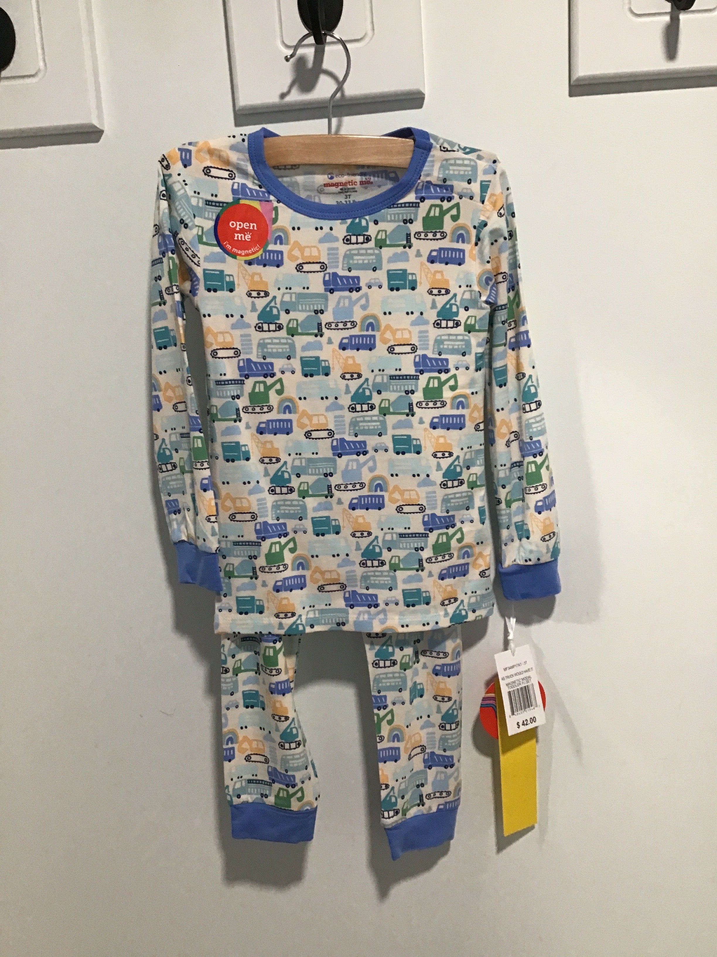 MM “As Truck Would Have It” Pajama Set – Long Sleeve Toddler PJs with Colorful Vehicle Print & Cozy Cuffs