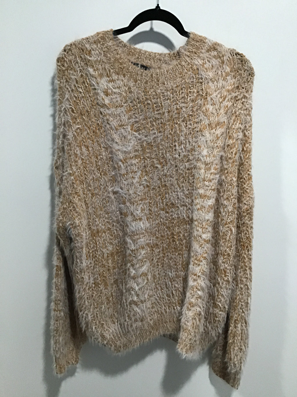 Balloon Sleeve Cozy Pullover – One Size Textured Sweater for Women with Relaxed Fit & Fuzzy Finish