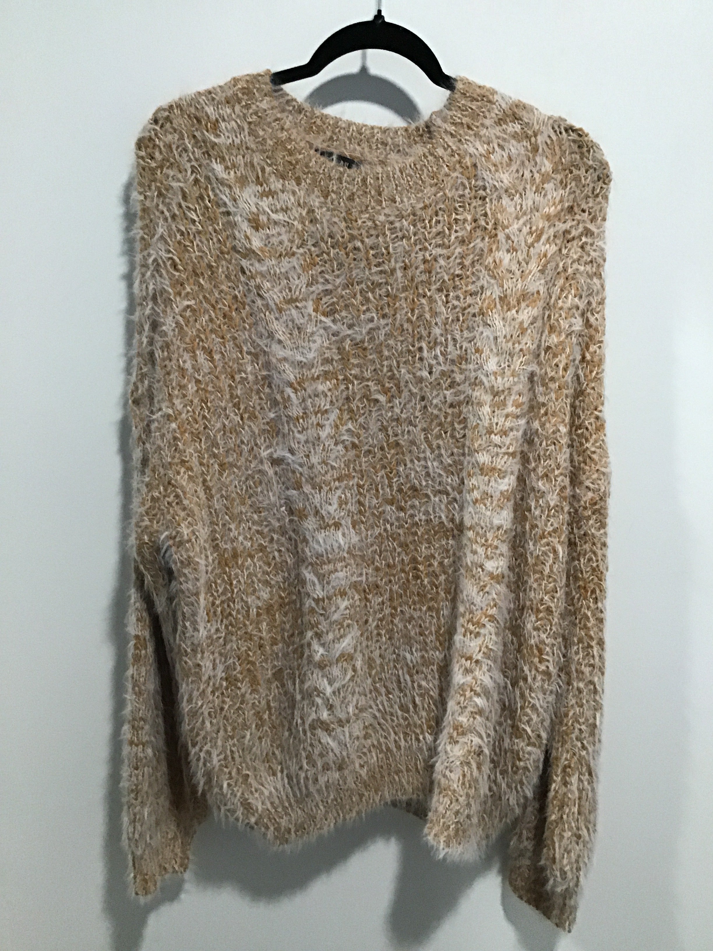 Balloon Sleeve Cozy Pullover – One Size Textured Sweater for Women with Relaxed Fit & Fuzzy Finish