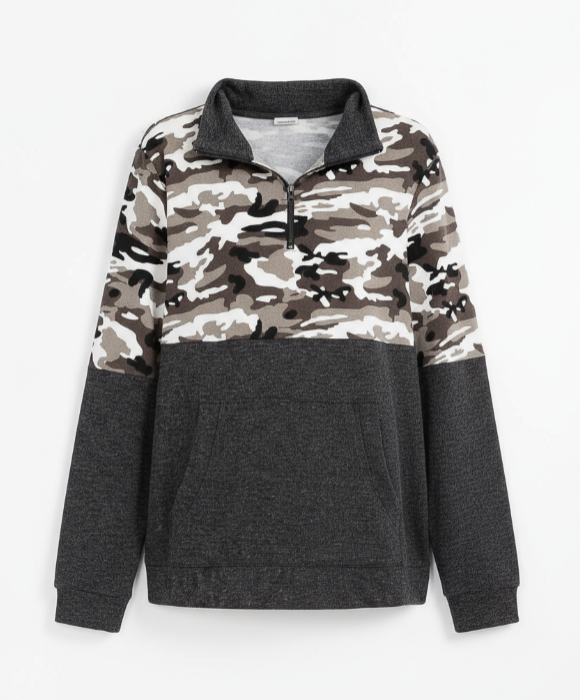 Camo Zip up Pullover