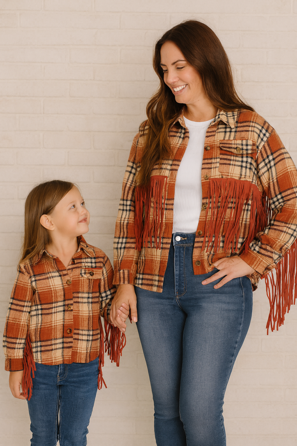 Rusty plaid Fringe Flannel Shacket