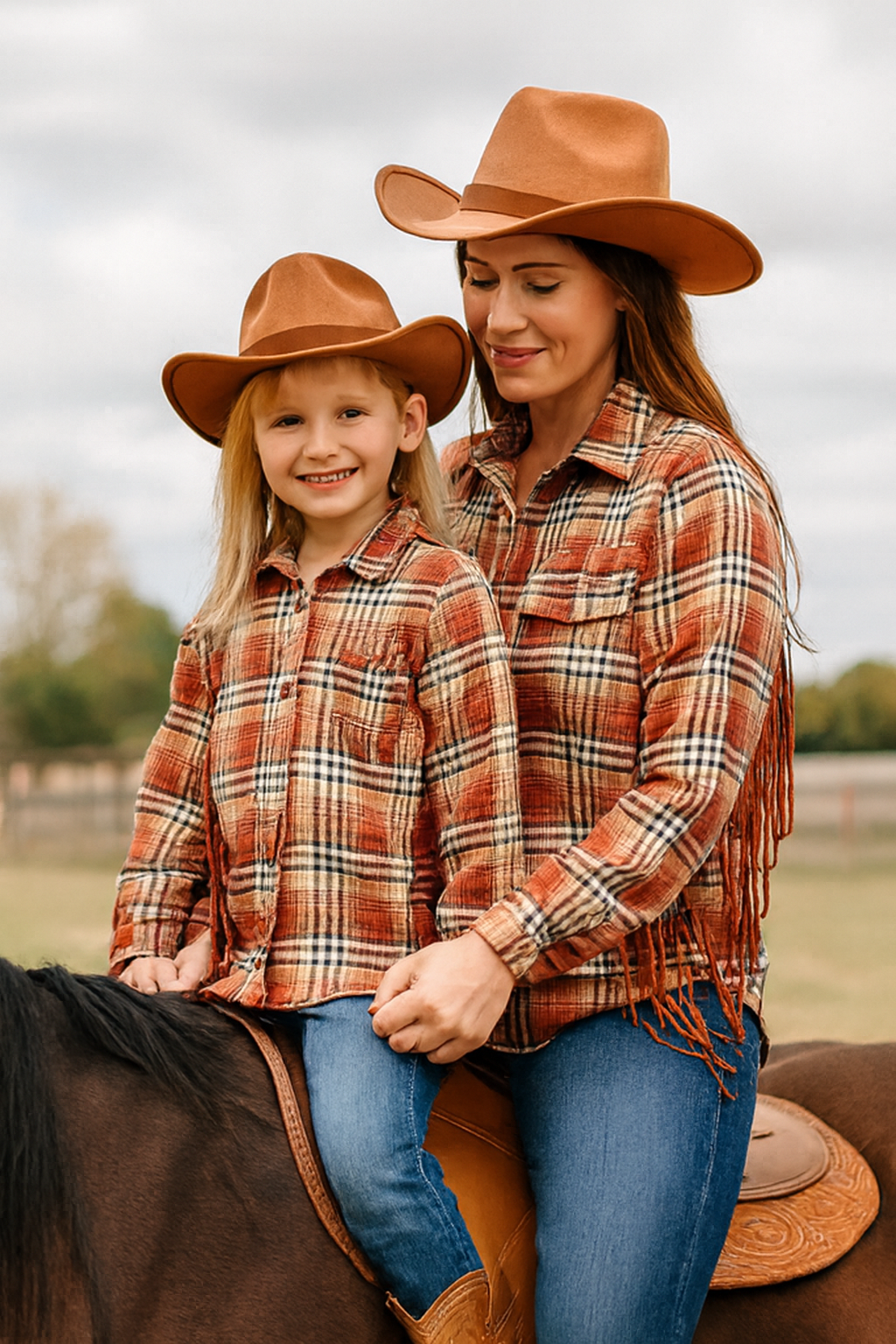 Rusty plaid Fringe Flannel Shacket