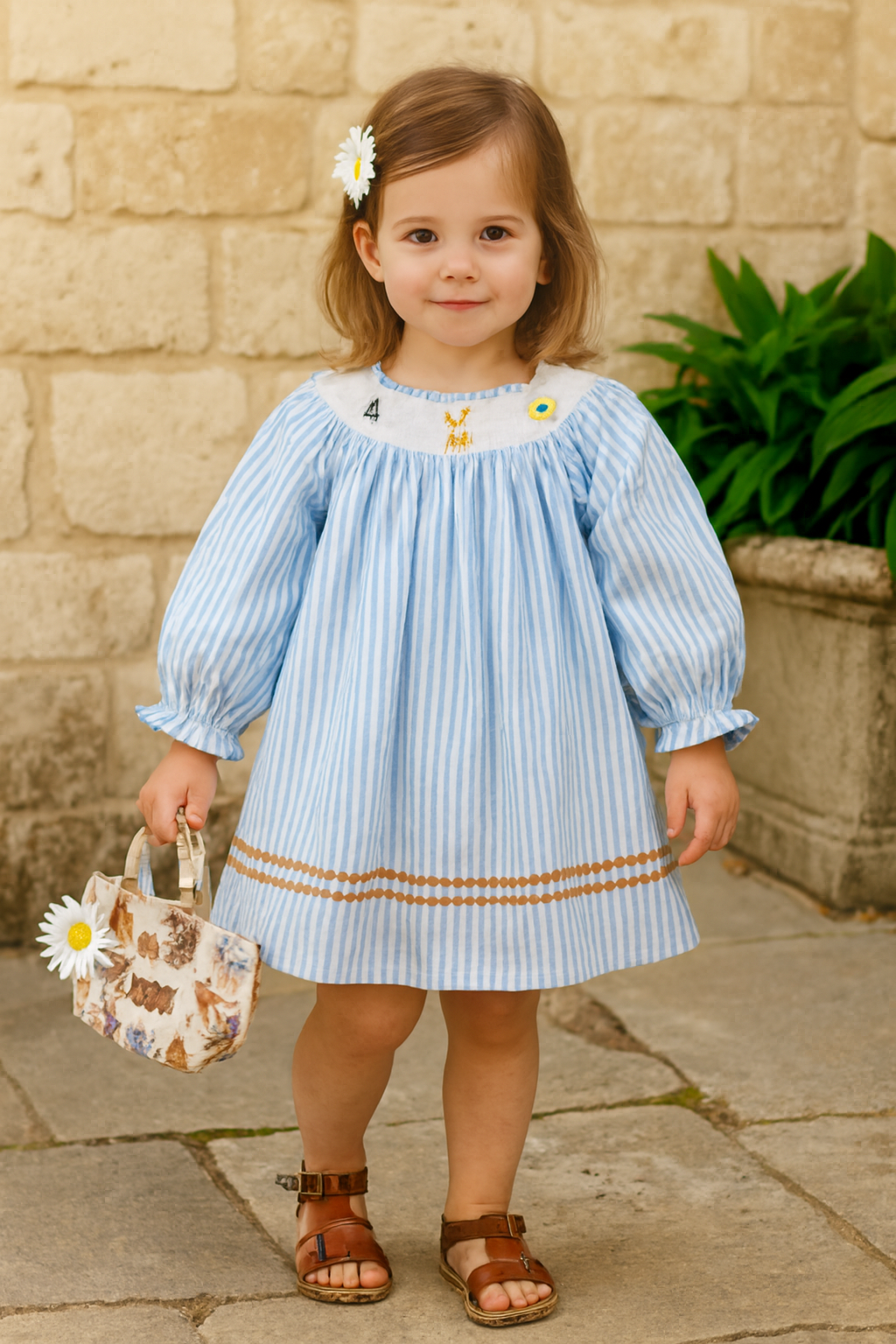 Blue Stripe Smocked circus Dress