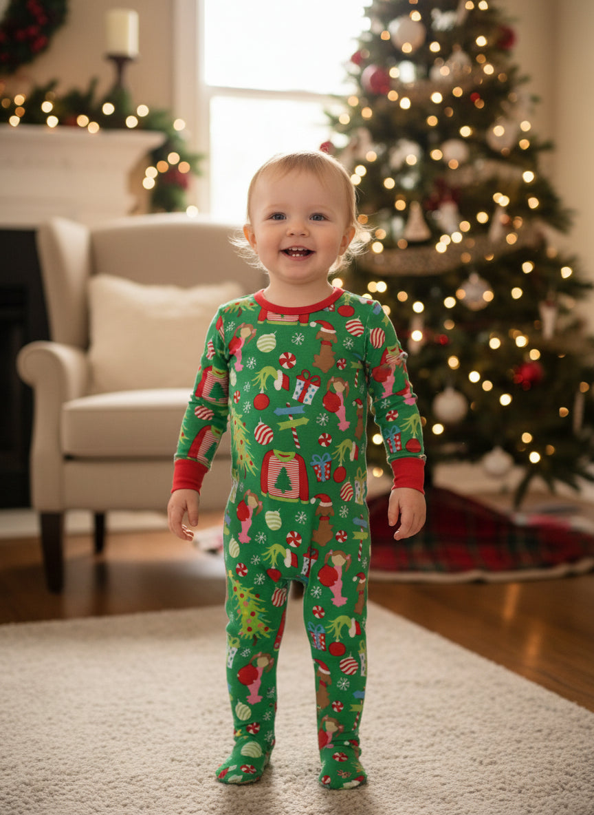 JM “Merry Whatever” Matching Christmas Pajamas – Festive Green Holiday Jammie Set for Toddlers, Kids & Adults