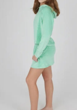 Girls’ Dusty Jade Velour Hoodie & Skort Set – Lift-Off Lounge Fit (Cozy Luxe Collection)