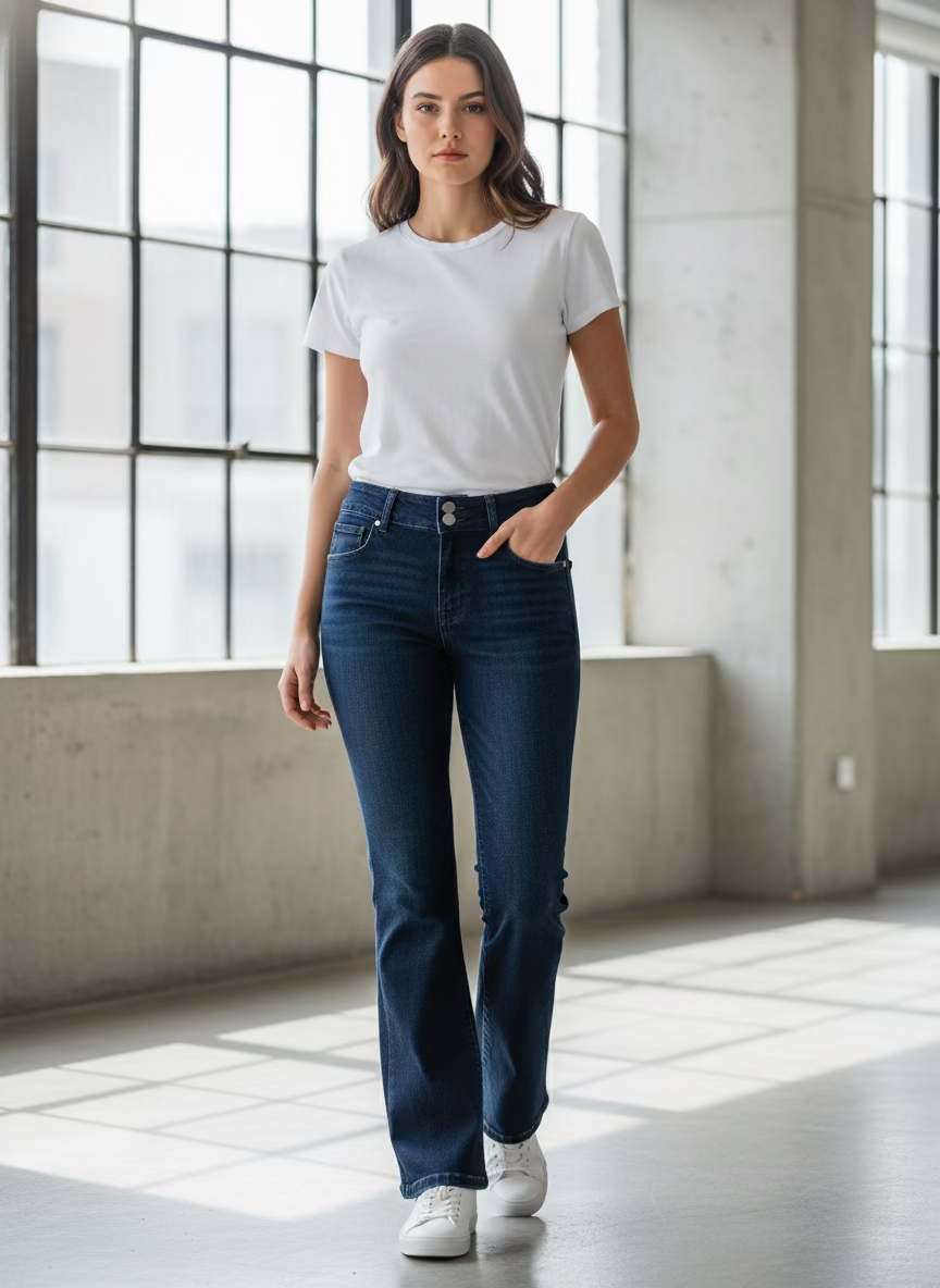 Pair of blue jeans on a white background