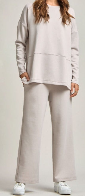 Women's Gray Travel Set – Greecep Tunic Top & Relaxed Pants (Wrinkle-Resistant 2-Piece Loungewear)