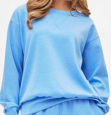 Women's Ocean Blue Travel Set – Malibu Pullover & Jogger Pants (Wrinkle-Free 2-Piece Loungewear)