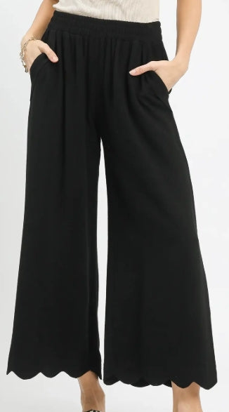 Linen Blend Scallop Blend pants