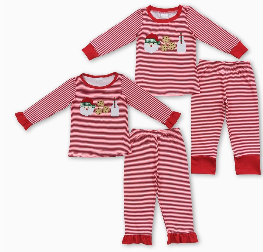 Santa Cookie Milk Embroidery PJ Boys