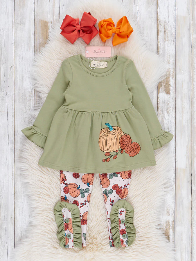 Green & Orange Autumn Pumpkin Outfit