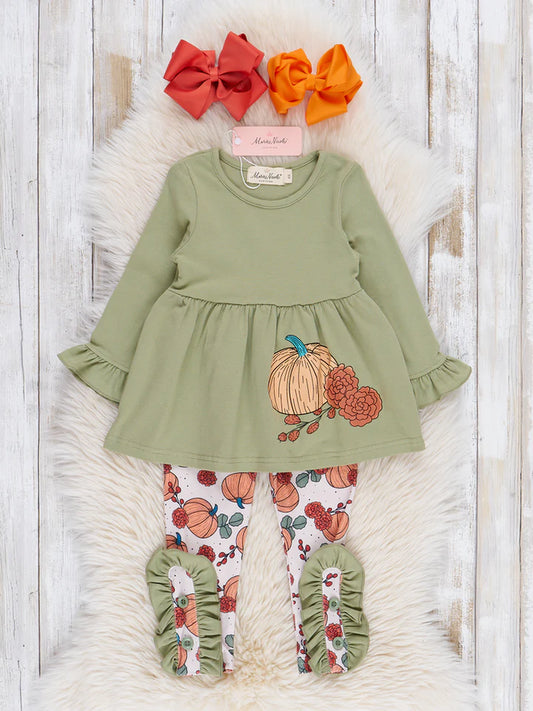 Green & Orange Autumn Pumpkin Outfit