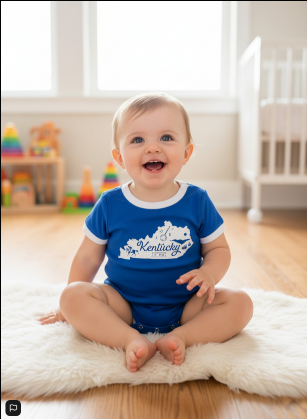 Baby Kentucky Bubble Romper – State Graphic with EST. 1792 & Iconic Print