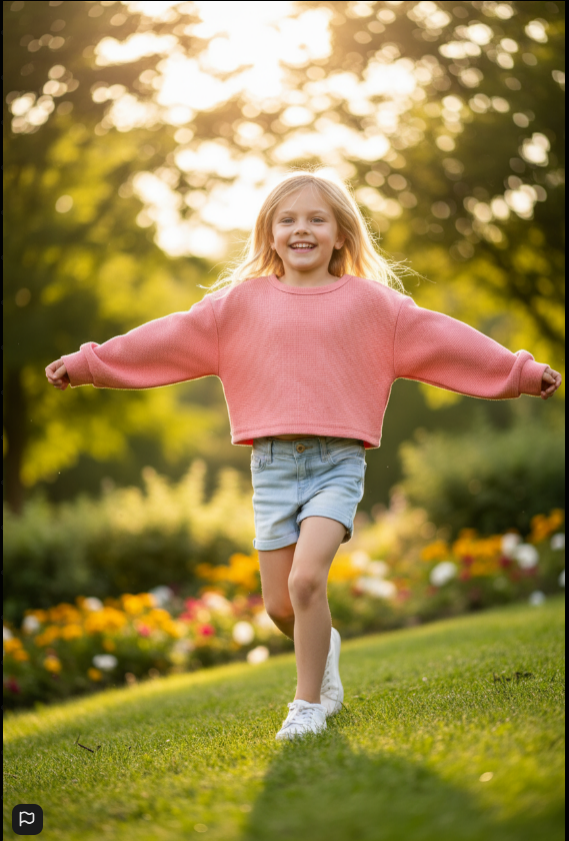 Girls' Waffle Knit Pullover – Honeycomb Texture Long Sleeve Top