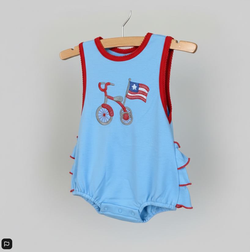 Patriotic Tricycle Bubble Romper – 4th of July Outfit