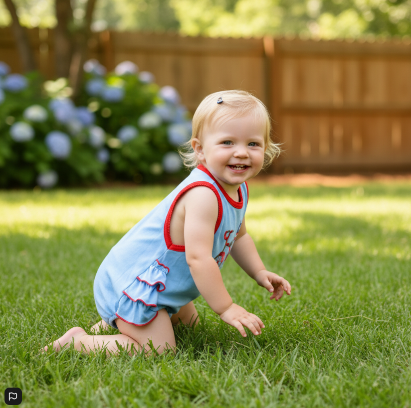 Patriotic Tricycle Bubble Romper – 4th of July Outfit