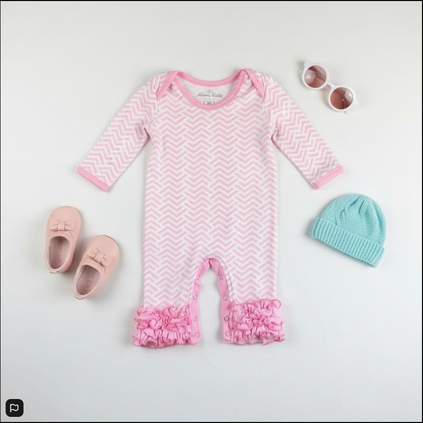 Pink Chevron Baby Girl Pajamas – Ruffle Cuff Long Sleeve Sleepwear