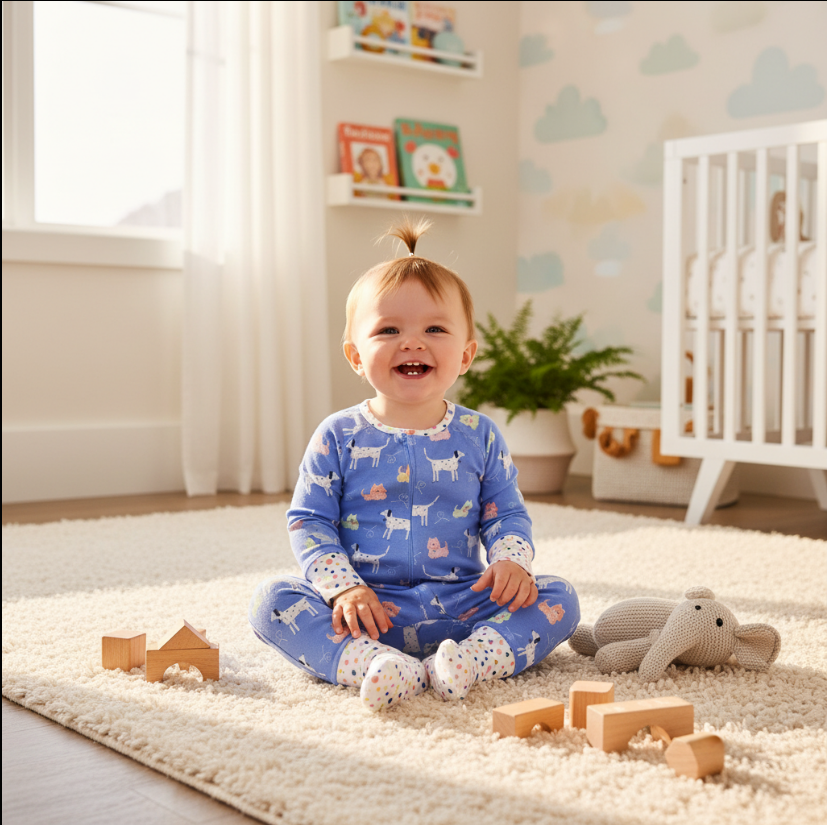 Magnetic Me Leash On Life Footie – Modal Baby Sleeper with Dog & Cat Print + Magnetic Closures