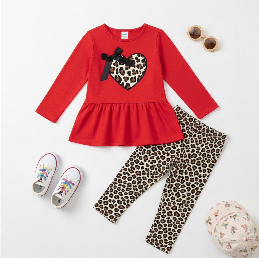 Heart Tunic Leopard leggings outfit