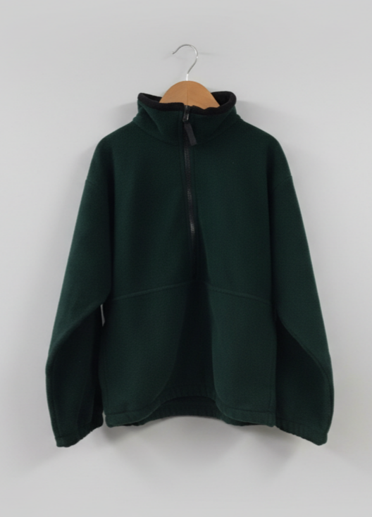 Unisex Green Polar Fleece Zip Pullover – Soft Thermal Jacket for Cold Weather & Outdoor Layering