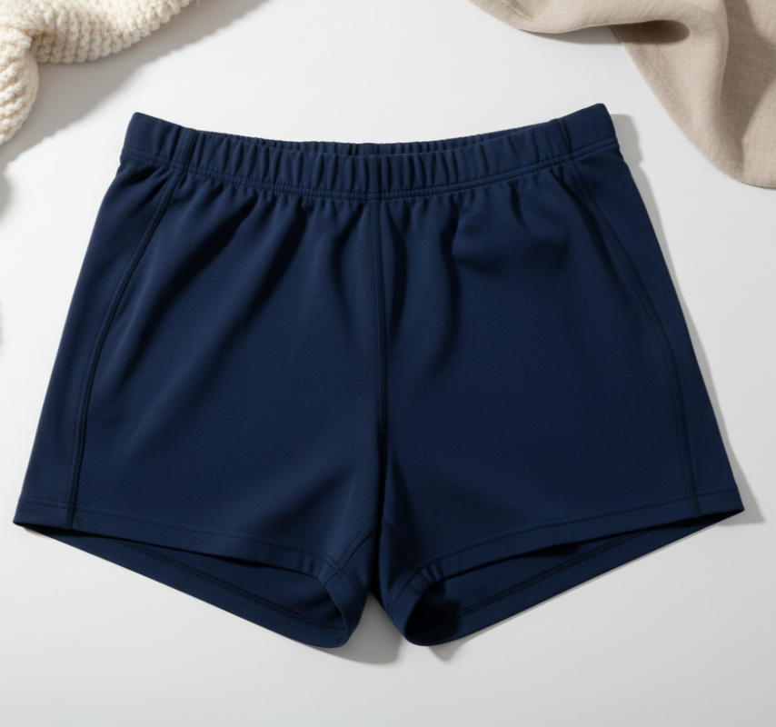 Girls’ Navy Twirl Shorts – Soft Stretch Play Shorts with Elastic Waistband & Flowy Fit