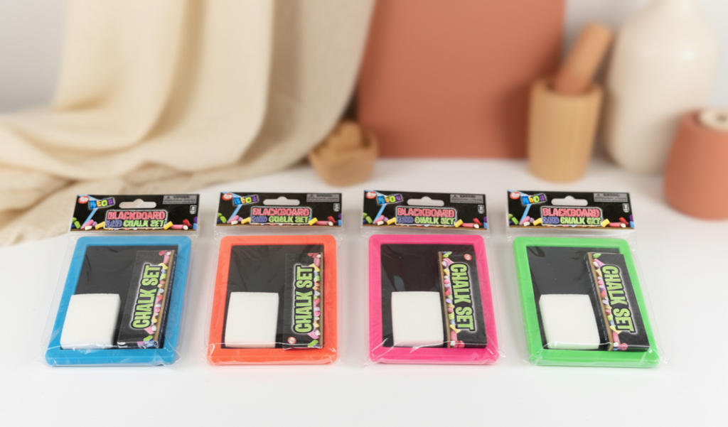 Neon Chalkboard Mini Set – Colorful Kids Drawing & Learning Board with Eraser and Chalk Sticks