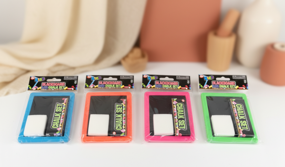 Neon Chalkboard Mini Set – Colorful Kids Drawing & Learning Board with Eraser and Chalk Sticks