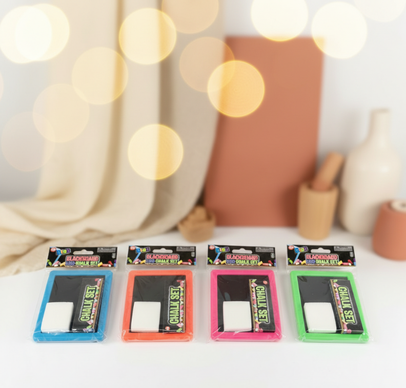Neon Chalkboard Mini Set – Colorful Kids Drawing & Learning Board with Eraser and Chalk Sticks